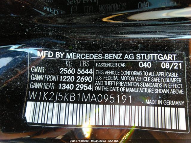 W1K2J5KB1MA095191 Mercedes-Benz Cls Cls 450