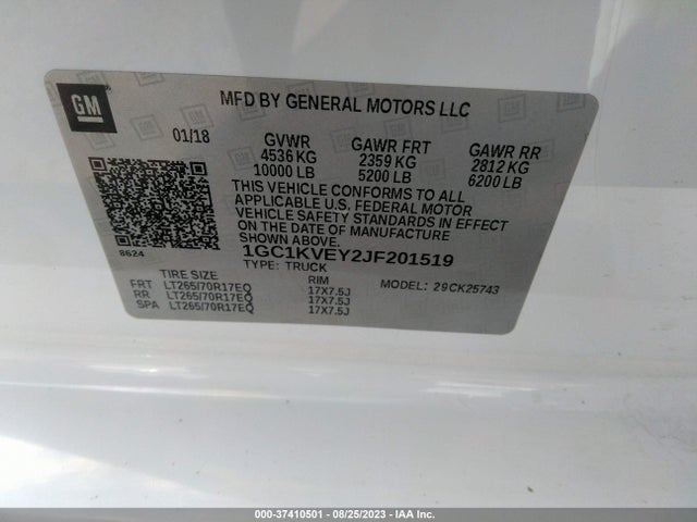 2018 CHEVROLET SILVERADO 2500HD LT VIN: 1GC1KVEY2JF201519