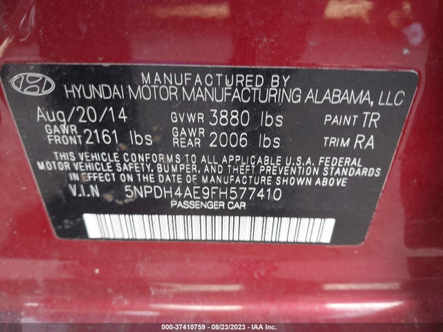 Hyundai ELANTRA SE 2015 5NPDH4AE9FH577410 Image 15