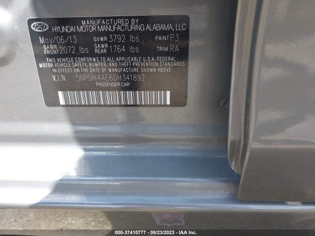 2013 HYUNDAI ELANTRA GLS VIN: 5NPDH4AE6DH341892
