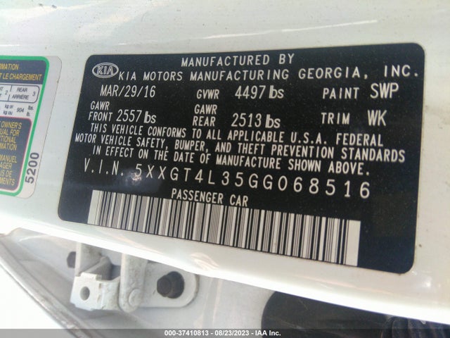 KIA Optima Lx 2016 5XXGT4L35GG068516 Image 9
