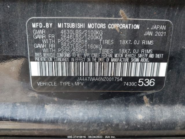 2022 MITSUBISHI ECLIPSE CROSS JA4ATWAA6NZ001754 Photo 8