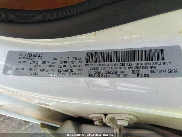 RAM 1500 Laramie 2020 1C6SRFJT1LN222930 Image 9