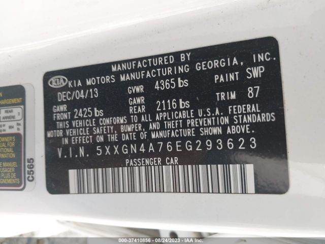 5XXGN4A76EG293623 KIA OPTIMA EX