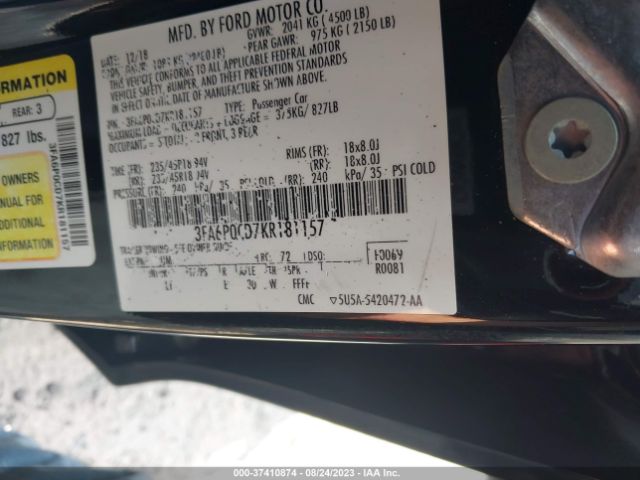 3FA6P0CD7KR181157 Ford FUSION SEL