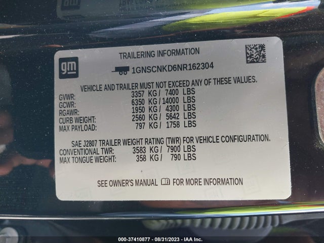 Chevrolet Tahoe Lt 2022 1GNSCNKD6NR162304 Image 9
