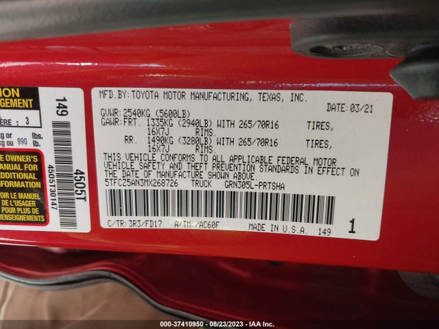 Toyota 2gr-fks 2021 5TFCZ5AN3MX268726 Image 26