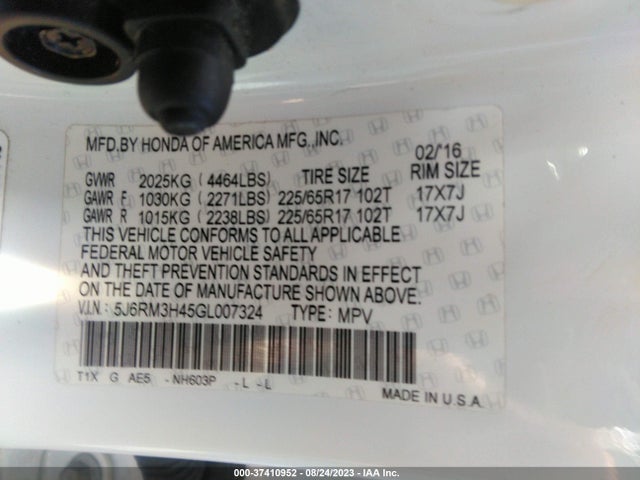 Honda CR-V SE 2016 5J6RM3H45GL007324 Image 9