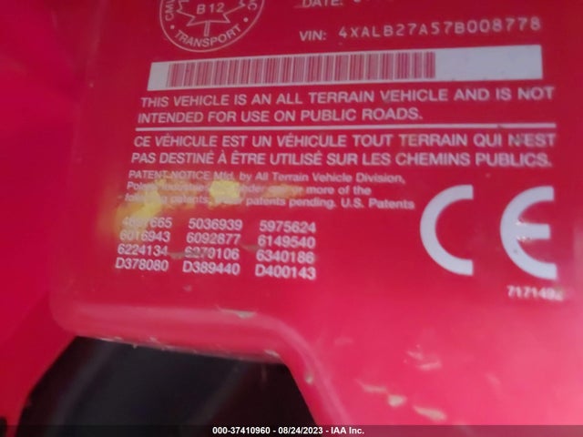Продажа на аукционе авто 2007 Polaris Hawkeye, vin: 4XALB27A57B008778, номер лота: 37410960