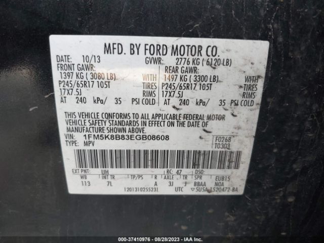 1FM5K8B83EGB08608 Ford Explorer Base