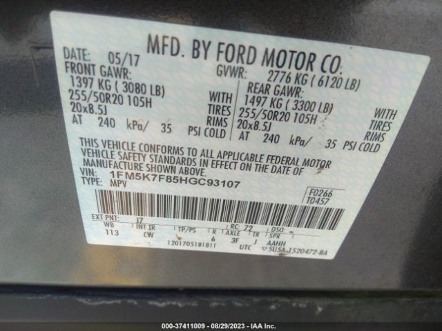 1FM5K7F85HGC93107 Ford Explorer Limited