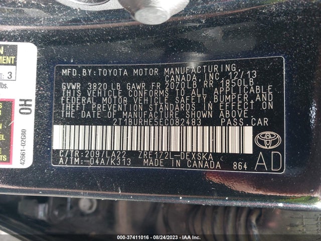 Toyota Corolla L/le/s/s Plus/le Plus 2014 2T1BURHE5EC082483 Image 9