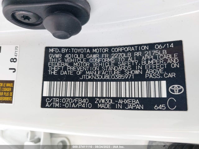 Toyota Prius Four/five/three/one/two 2014 JTDKN3DU8E0385971 Image 9