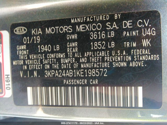 3KPA24AB1KE198572 KIA RIO S