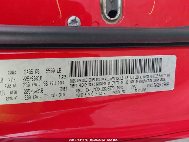 1C4PJMCXXJD608579 Jeep Cherokee Latitude