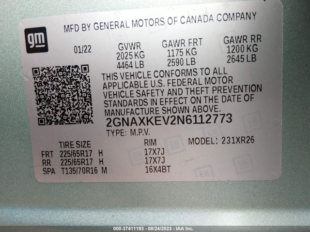 Chevrolet EQUINOX LT 2022 2GNAXKEV2N6112773 Image 9