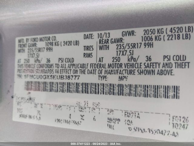1FMCU0GX5EUB38777 Ford ESCAPE SE
