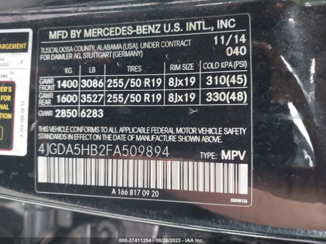 4JGDA5HB2FA509894 Mercedes-Benz M-class Ml 350