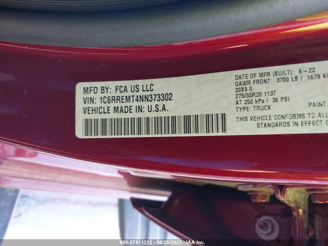 1C6RREMT4NN373302 RAM 1500 Big Horn