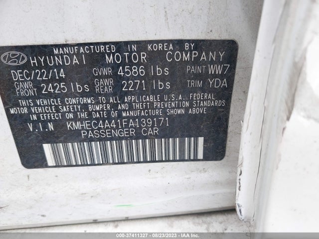 2015 HYUNDAI SONATA HYBRID VIN: KMHEC4A41FA139171
