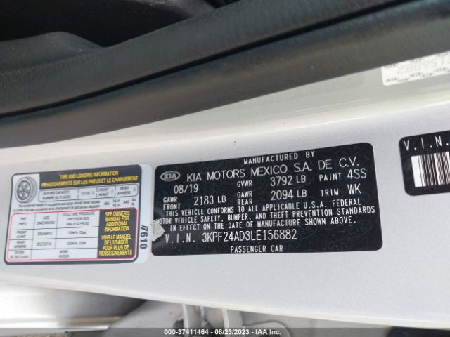 3KPF24AD3LE156882 KIA Forte Lxs