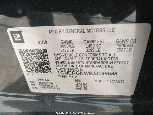 Chevrolet Traverse 1lt 2018 1GNERGKW9JJ199588 Image 9