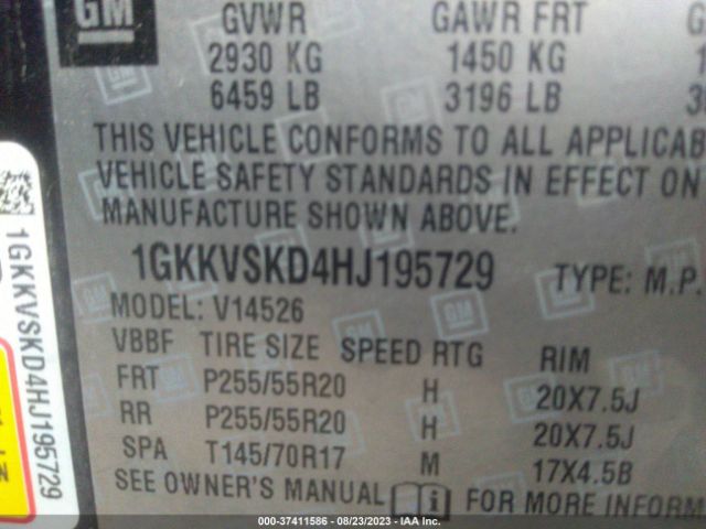 1GKKVSKD4HJ195729 GMC Acadia Limited Limited