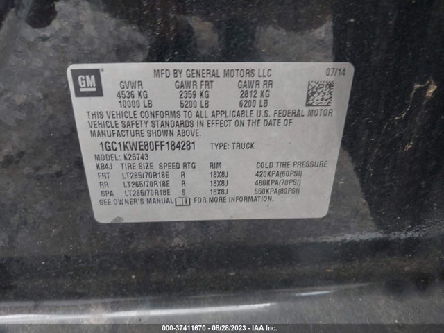 Chevrolet Silverado 2500hd Ltz 2015 1GC1KWE80FF184281 Image 9