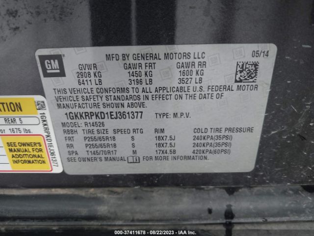 1GKKRPKD1EJ361377 GMC ACADIA SLE