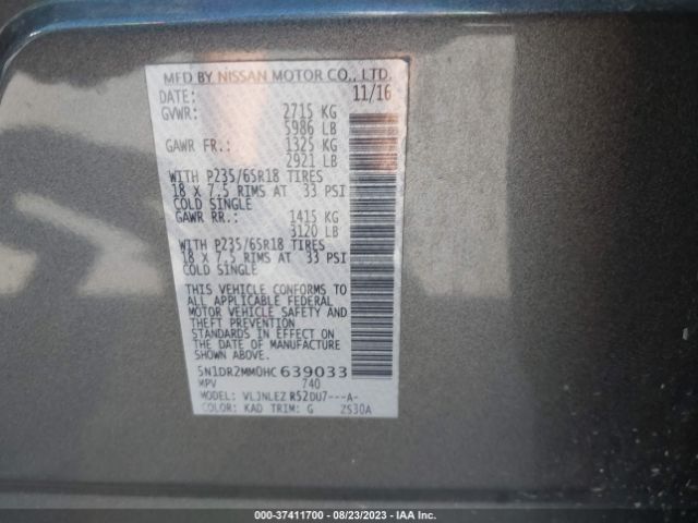 5N1DR2MM0HC639033 Nissan Pathfinder Sv