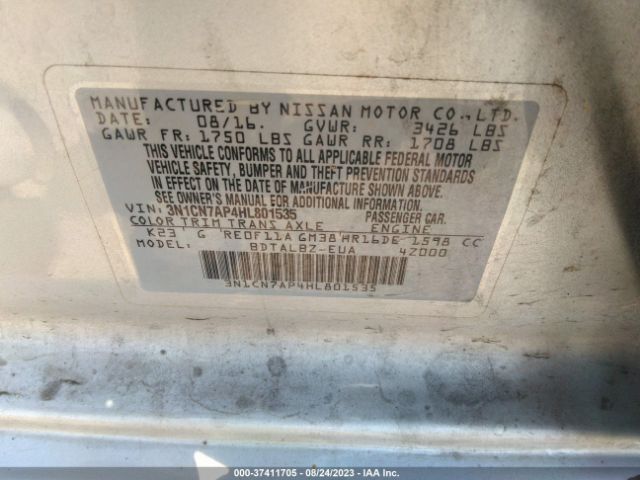 3N1CN7AP4HL801535 Nissan Versa Sedan S/s Plus/sl/sv