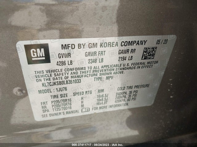 Chevrolet TRAX LS 2020 KL7CJKSB0LB351033 Image 9