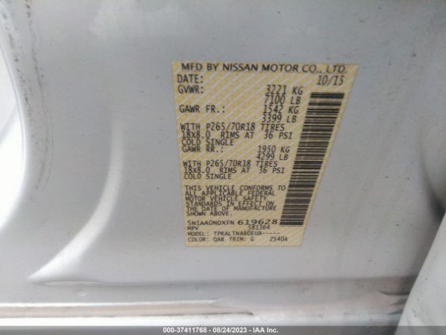 5N1AA0NDXFN619628 Nissan ARMADA SV