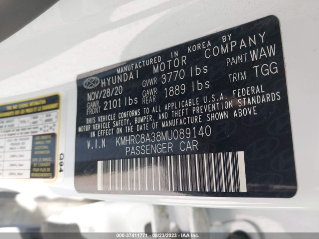 2021 HYUNDAI VENUE SEL VIN: KMHRC8A38MU089140