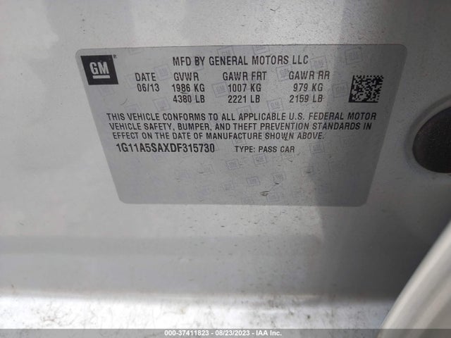 2013 CHEVROLET MALIBU LS VIN: 1G11A5SAXDF315730