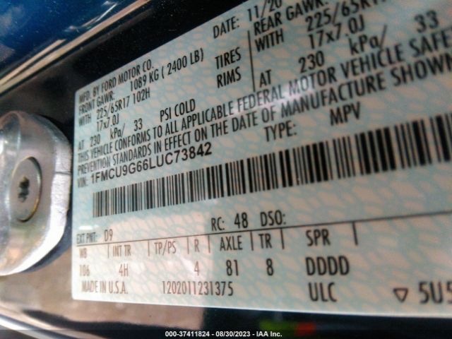 1FMCU9G66LUC73842 Ford ESCAPE SE