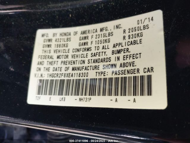 1HGCR2F8XEA118300 Honda Accord Sedan Ex-l