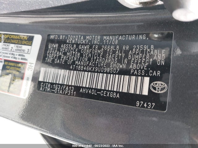 Продаж на аукціоні авто 2009 Toyota Camry Hybrid, vin: 4T1BB46KX9U098507, номер лоту: 37411940