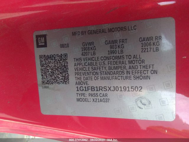 2018 CHEVROLET CAMARO 1G1FB1RSXJ0191502 Photo 8