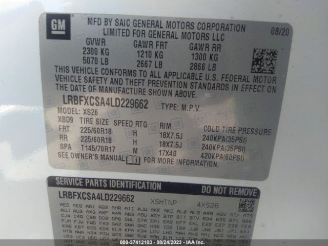 LRBFXCSA4LD229662 Buick Envision Essence