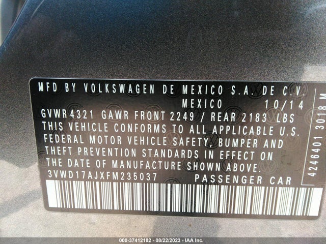 3VWD17AJXFM235037 Volkswagen Jetta Sedan 1.8t Se W/connectivity