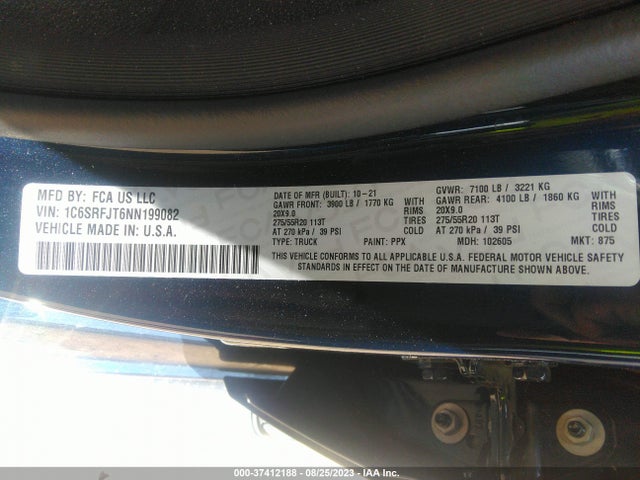 RAM 1500 Laramie 2022 1C6SRFJT6NN199082 Image 9