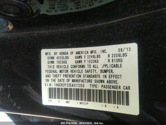 Honda Accord Sedan Lx 2014 1HGCR2F32EA017255 Image 16