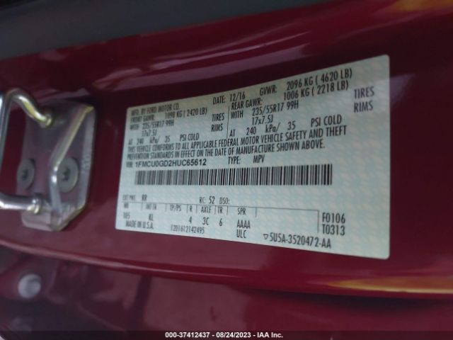 1FMCU0GD2HUC65612 Ford ESCAPE SE