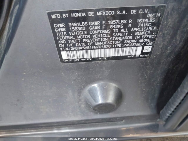 2015 HONDA FIT EX-L/EX VIN: 3HGGK5H81FM704876
