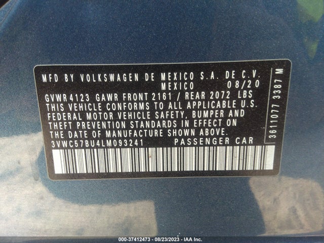 3VWC57BU4LM093241 Volkswagen Jetta S/se/r-line