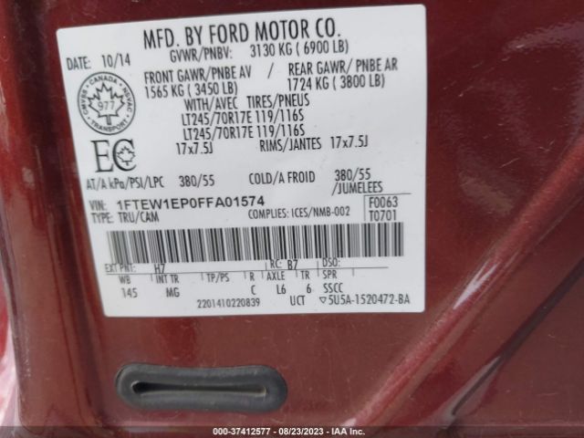 1FTEW1EP0FFA01574 Ford F-150 Xlt/xl/lariat