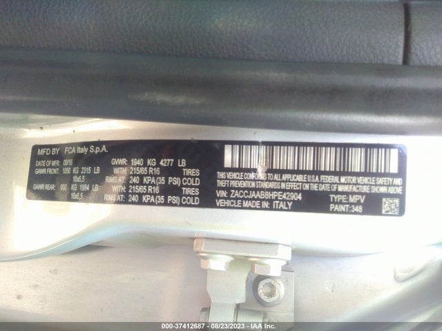 ZACCJAAB8HPE42904 Jeep Renegade Sport Fwd