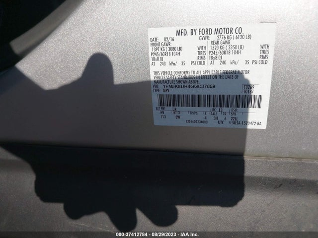 Ford EXPLORER XLT 2016 1FM5K8DH4GGC37859 Image 9