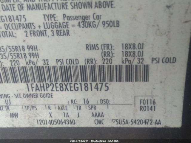 1FAHP2E8XEG181475 Ford TAURUS SEL